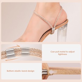 Adorila Heel Straps for High Heels, Installation-Free and Removable Elastic High-Heeled Shoe Straps, High Heels Replacement Straps Anti-Loosening Tape, Multicolor