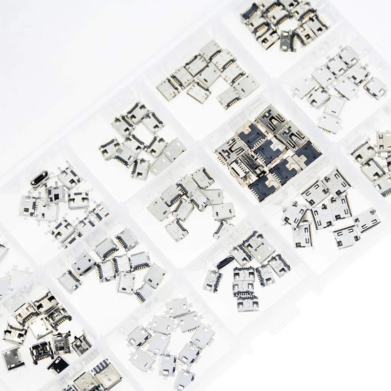 Teansic 150 Pcs 15 Models Micro USB Connector Socket Jack