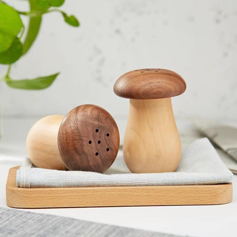 ieron Cute Mushroom Toothpick Holder Dispenser Wooden Toothpick Storage Box