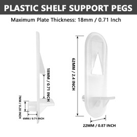 Cjueiom 30PCS Plastic Shelf Support Pegs Fit 7mm Hole & 18mm Thick Shelf, Self-Locking Bracket Clips White Cabinet Shelf Pins, Round Cabinet Shelf Clips for Furniture Kitchen Bookcase Closet Shelf
