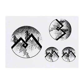 Azeeda 4 x 'Stilisierte Berge' Temporäre Tattoos - Wasserfest, Hautfreundlich & Ungiftig · Transfers in Verschiedenen Größen (TO00043141)