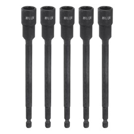 sourcing map 5Pcs Magnetic Nut Driver 7/16" x 1/4" Long Quick Change Hex Shank Magnetic SAE Nut Driver CRV Steel for Impact Drive Nuts Bolts Driver Bit Set for Drill