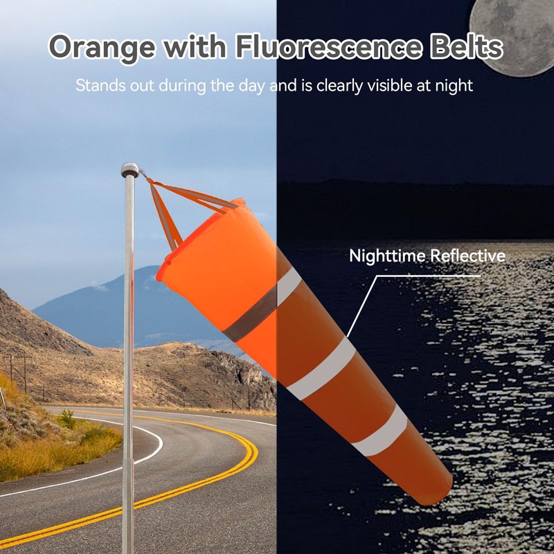 100cm/150cm Outdoor Windsocks, Reflective Waterproof Wind Measurement Hanging Sock Bag