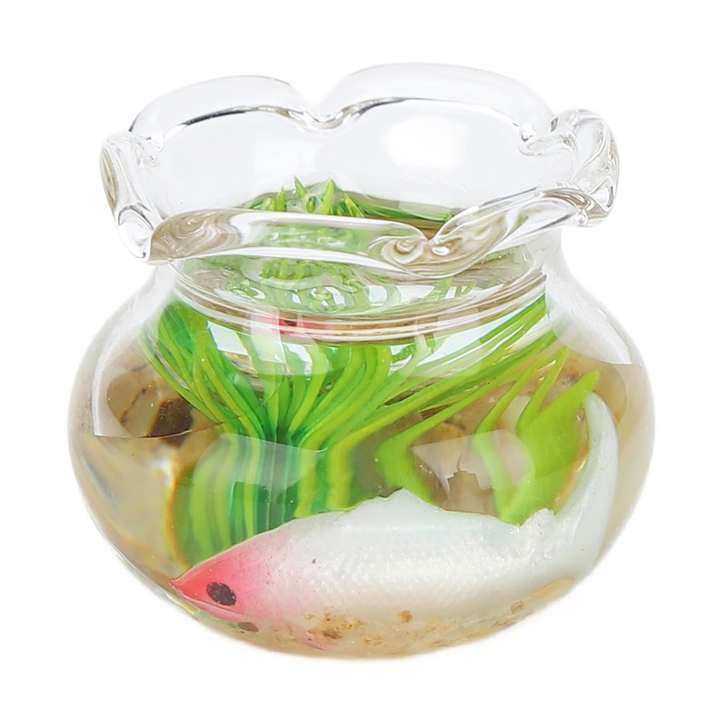 4pcs 1:12 Scale Miniature Glass Goldfish Bowl DIY Fish Bowl