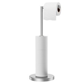 FORIOUS Toilet Paper Holder Stand, Toilet Paper Storage with 4 Rolls, Freestanding Tissue Roll Holder for Bathroom, Durable 304 Stainless Steel and Weighted Base Toilet Paper Stand, Brushed Nickel