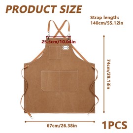 LINGJIA BBQ Apron for Men, Cooking Apron Men, Cooking Aprons, Waterproof Aprons, Women's Cooking Apron, Canvas Aprons, Adjustable Unisex for Cooking, Painting, Welding, Baking, Gardening, brown