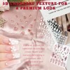 Embossed White Floral Nail Stickers Set – 5 Sheets Self-Adhesive