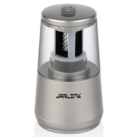 JARLINK Electric Pencil Sharpener, Heavy-Duty Helical Blade to Fast Sharpen, Auto Stop for No.2/Colored Pencils(6-8mm), AC Adapter/Battery Operated in School Classroom/Office/Home (Gray)