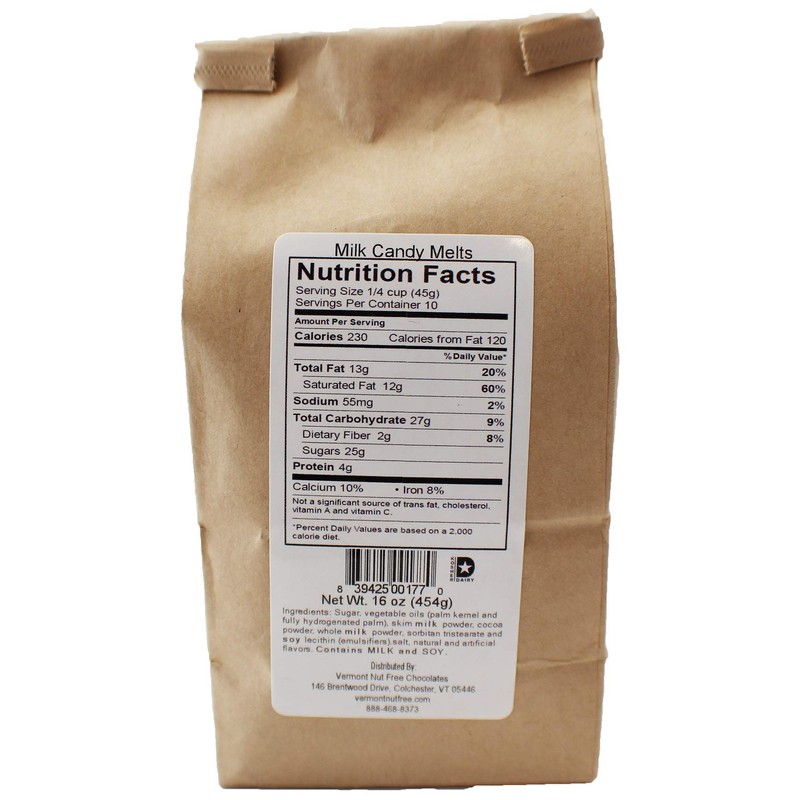 Vermont Nut Free Chocolates Candy Melts (Milk Chocolate) 16 oz,