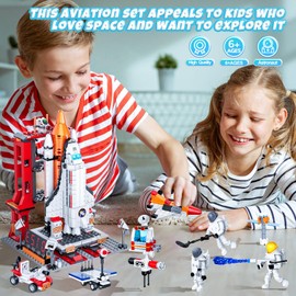 Space Exploration Shuttle Toys for 6 7 8 9 10 11 12 Year Old Kids, Girls, Boys, 12-in-1 STEM Projects Rocket Building Toy Kit with 3 Astronauts, Airplane Rocket Set, Gift idea for Ages 6 +, 885 Pcs