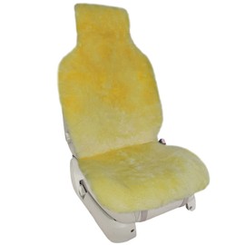 Champlus Automotive Sheepskin Seat Cover, Genuine Australian Sheep Skin, Universal Fit & Airbag Compatible, 1pc, Yellow