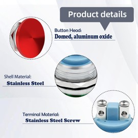 (5 Amp) Push Button Switch Red 22mm Momentary Mushroom Head Waterproof DC 5V 12V 24V 120V 250VAC 1NO SPST Stainless Steel 7/8'' Mounting Hole