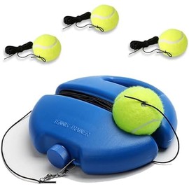 Entrenador de tenis, 1 reboteador portátil con 3 pelotas de cuerda larga, equipo de entrenamiento individual para practicar tenis, equipo de entrenamiento para niños, adultos y principiantes (azul)