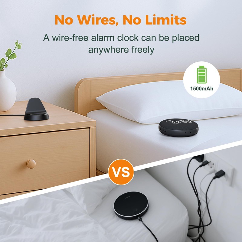 Gianna Vibrating Alarm Clock for Heavy Sleepers - Bed Shaker
