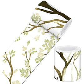 IVN Wallpaper Border Peel and Stick Decorative Wall Trim Self Adhesive Watercolor Tree Branch Design Wallpaper for Bathroom Laundry Room Pool Area Mirror Frame Shelf Wall Edge 4x196 Inch