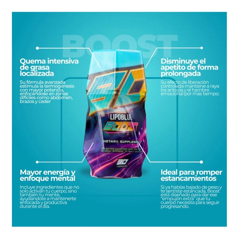 Bajar De Peso, Lipo Blue Boost 30 Cápsulas + Té