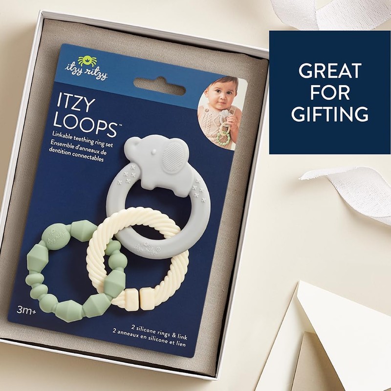 Itzy Ritzy - Itzy Loops Sensory Teether; Includes 2 Silicone