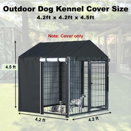 LYBOSH Outdoor Dog Kennel Cover,Full Coverage for 4.2'Dx4.2'Wx4.5'H Dog Cages,600d Heavy Duty Waterproof Large Dog Kennel Cover,(Kennel Not Included) Black