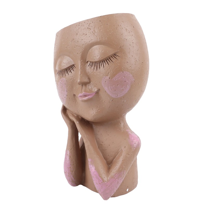 Girl Head Flowerpot Resin Face Planter Succulent Flowerpot Decoration for