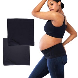 Ingrid & Isabel Bellaband Pants Extender - Belly Bands for Pregnant Women and Postpartum Belt - 2/pk, Black/Black, Size 2