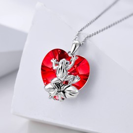 Frog Necklace Sterling Silver with July Birthstone Frogs Pendant Necklace Jewelry Gift for Women Girl