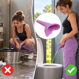 Portable Silicone Female Urinal Funnel – Reusable Stand-Up Peeing Device for Travel, Camping & Outdoor Use (Random colors)