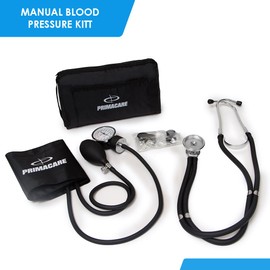 Primacare DS-9181-BK Professional Aneroid Sphygmomanometer and Sprague Rappaport Stethoscope, Manual Blood Pressure Kit with Cuff and Carrying Case, Black | Primacare