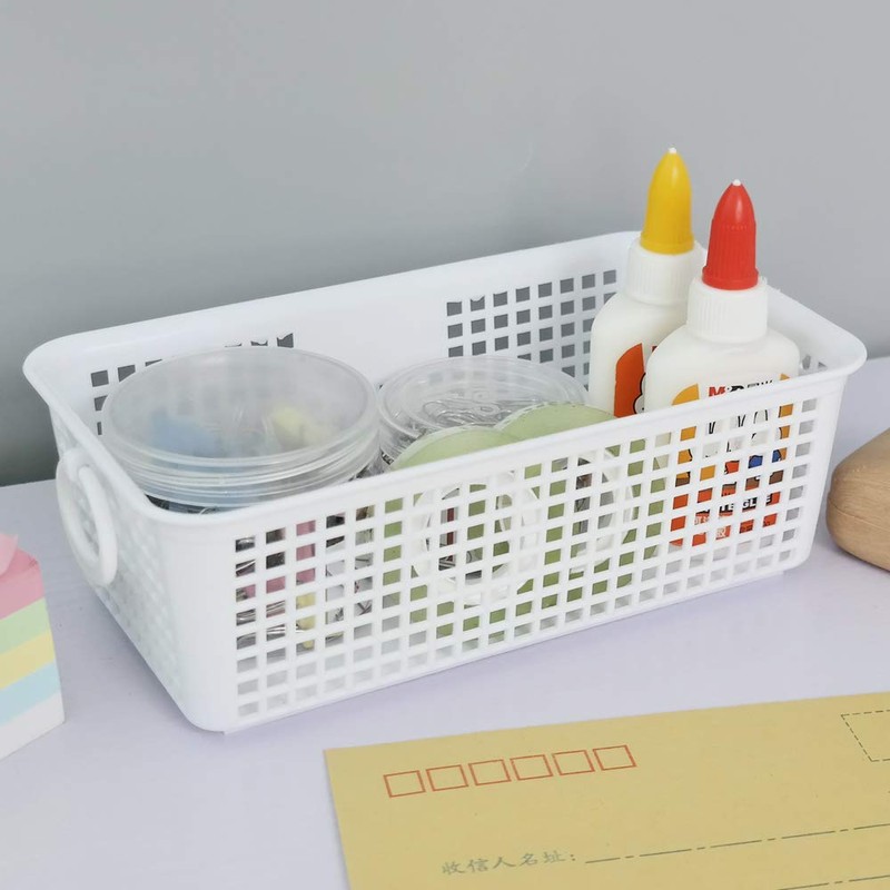 Kiddream 6 Packs Mini Plastic Basket, Office Desktop Basket, White