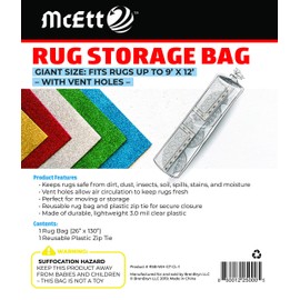 Carpet Storage Bag and Cable Ties - With Ventilation Holes - Giant Size for Rugs up to 270 x 360cm - Protects Rolled Rugs for Moving or Storage