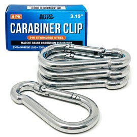 Stainless Steel Carabiner Clip, 4 Pack, 316 Marine Grade, Heavy Duty Spring Snap Hooks, Mini and Large Sizes, 2" to 4" Options, 3.15" Clips