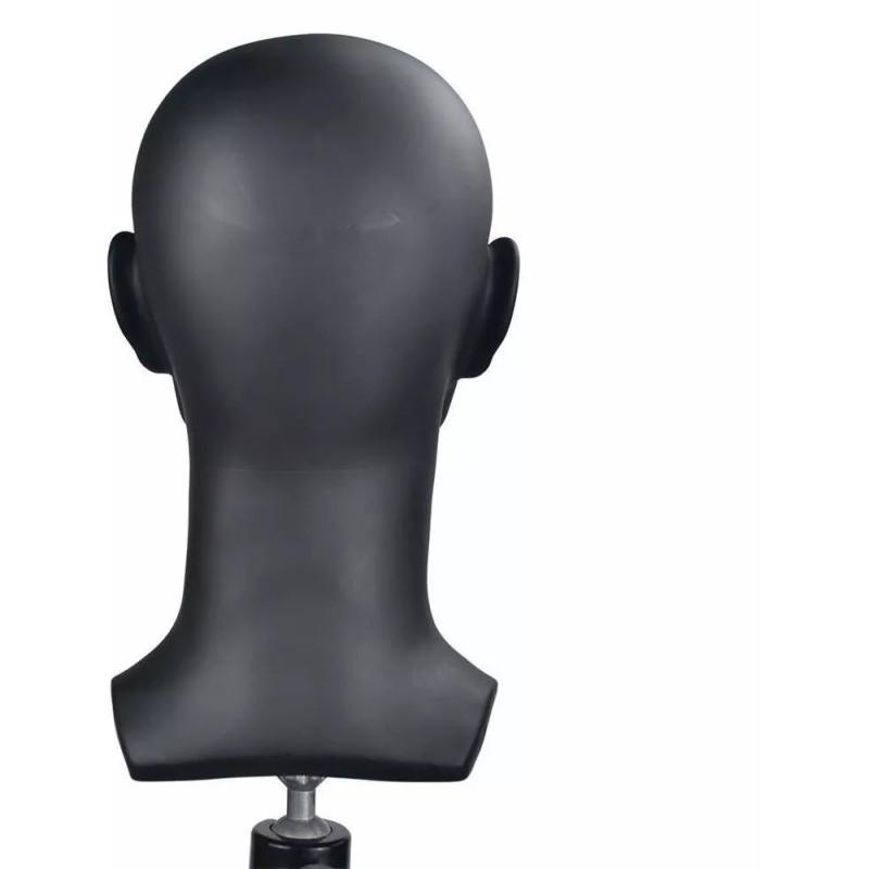 Si Fi Pvc Mannequin Head Black Male Manikin Dummy Stand