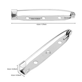 50 Pcs Silver Bar Pins, Safety Pins - Secure Back Clasp - Reliable Brooch Pins for Various Uses Locking Pins Backs Safety Clasp Brooch (45MM, Silver)