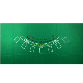 Blackjack Table Top Felt Layout - 36" x 72" Rectangle Las Vegas Style Green Casino Poker Table Cover Mat, Great for Poker Game Night Events Theme Party Fundraisers & Gatherings