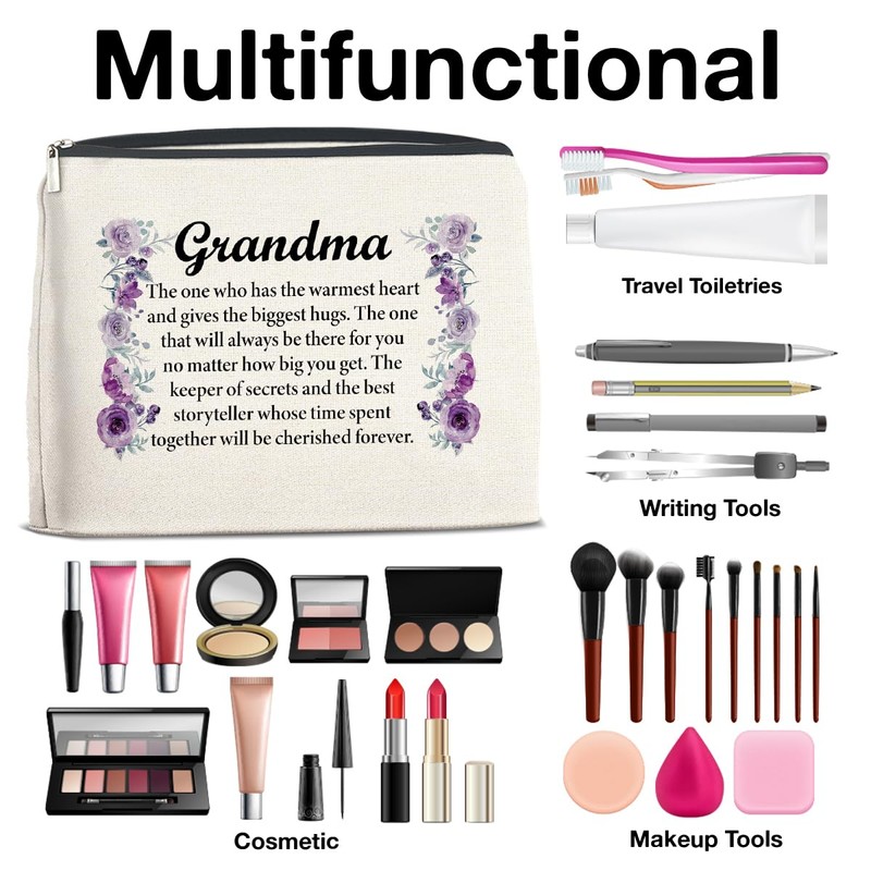 Gifts for Grandma, Grandma Gifts, Grandma Makeup Bag, Thank You