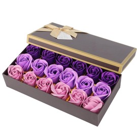 Jabón De Rosas Con Degradado Morado, Jabón Artesanal Caja De Regalo