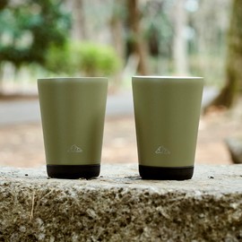 Doshisha Stackable Tumbler, 13.5 fl oz (400 ml), Stainless Steel, Vacuum Insulated, Olive Drab, Set of 2