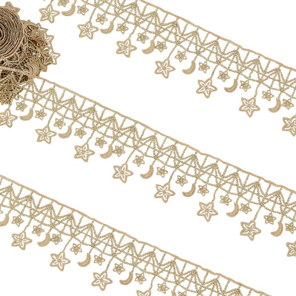 PH PandaHall 5 Yard Metallic Polyester Golden Woven Gimp Braid