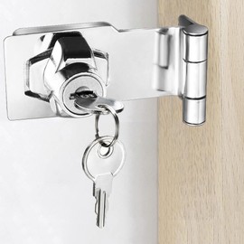 Litensh Rectangular Angle 90 Degree Hasp Lock with Key Equal Small Door Screw Latch Buckle Security Door Lock Button Shed Locks with Padlock Key (4 Inches)