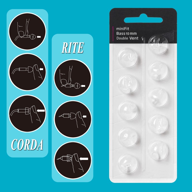 Hearing Aid Domes for Oticon MiniFit Double Vent Bass Domes: