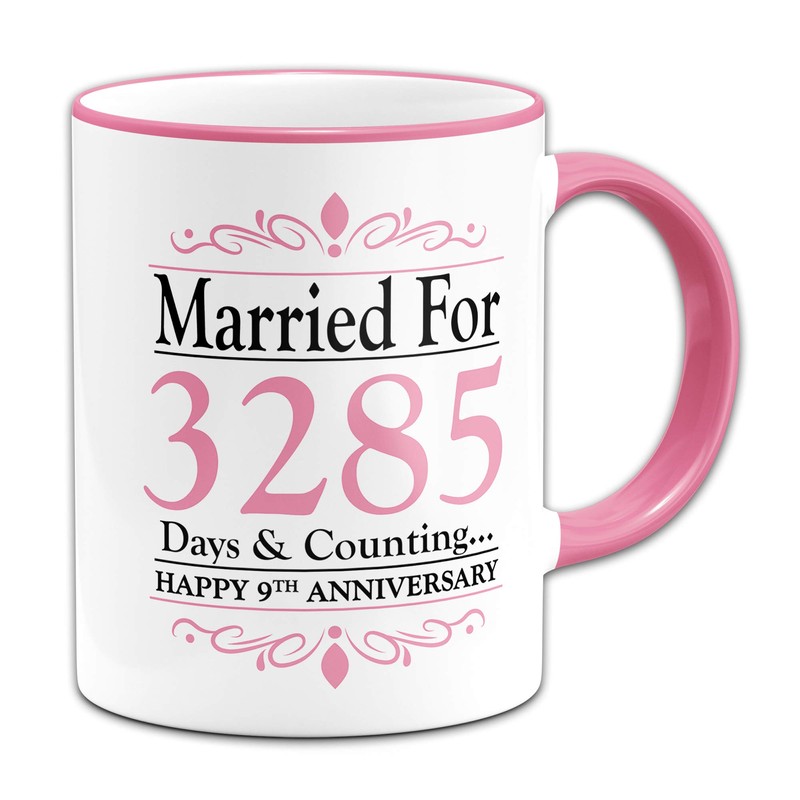 Pair of Married for.Days & Counting. Anniversary (9th Pottery) Novelty