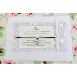 Lucor Best Mum Gifts,Christmas Gifts for Mum,Elephant Wish String Bracelet,Mum Birthday Gifts,Mothers Day Gifts for Mum(Black)