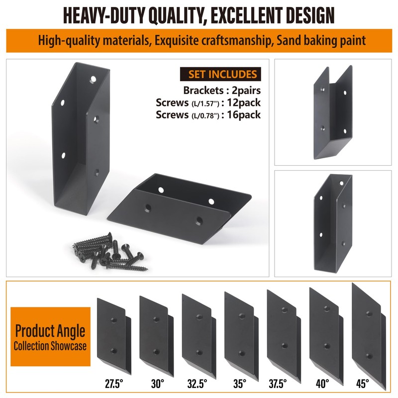 WOCEPU 40° Stair Angle Stainless Steel Deck Railing Brackets Connectors