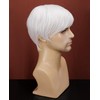 Mens White Wig Realistic Natural Synthetic Male Side Part Wig