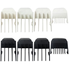 Qblahip Upgraded 8X Attachment Comb Cutting Guide Replacement Fits for Wahl Bullet, 1/8"- 1/2" Trimmer Cutting Guides Set, (4 Black + 4 White)