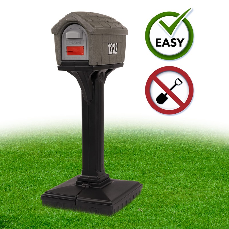 Dig-Free Easy Up Home Mailbox, Graystone/Black, Made in The USA