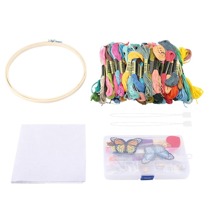 100Pcs/Set DIY Crafts Colorful Threads Embroidery Pen Punch Needle Kit