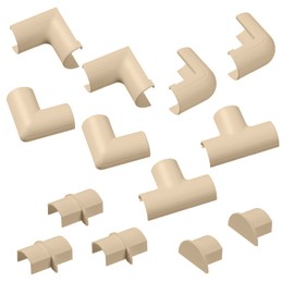 D-Line Small Cable Raceway Accessory Pack, Join 0.78in x 0.39in Cord Cover Lengths, 13 Accessories Included, Hide Cords Around a Variety of Angles - Beige