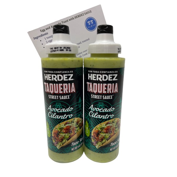 Herdez Taqueria Street - Paquete de salsa de taco (2) botellas de salsa de aguacate cilantro de 9 onzas y tarjeta de recetas ThisNThat