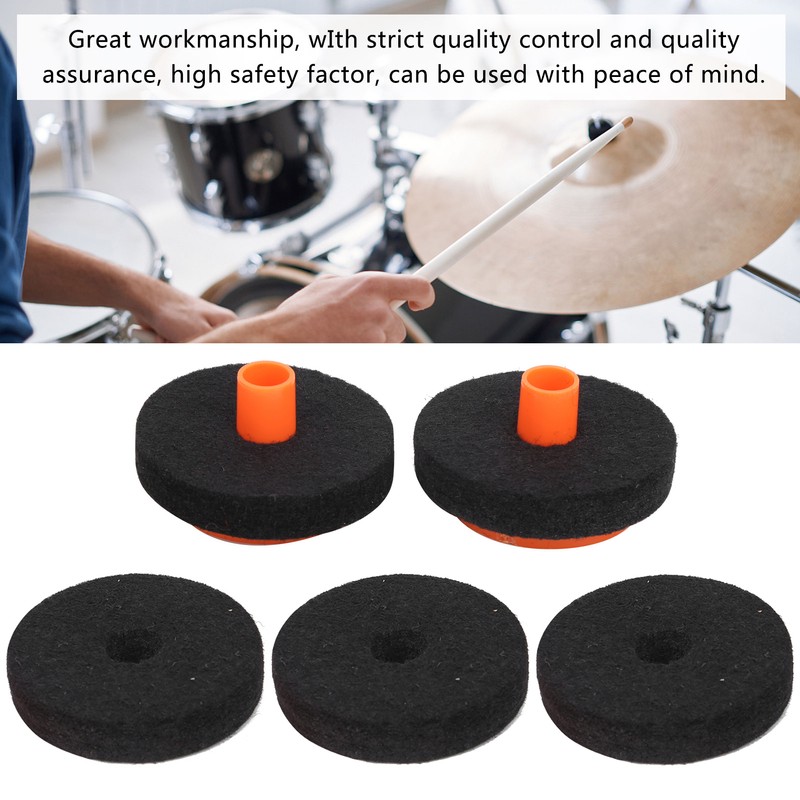 7Pcs Drum Felt Pad Kit Black Orange Red Wear Resistant