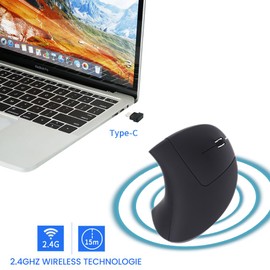 Fonicer Typ C vertikale Drahtlose Maus, 2.4G USB C Drahtlose Maus, ergonomische Maus mit Typ C Empfänger für MacBook, Computer, Laptop und alle Typ C Geräte